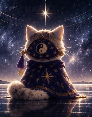 NaviNana 坐在星空下的水面,仰望夜空